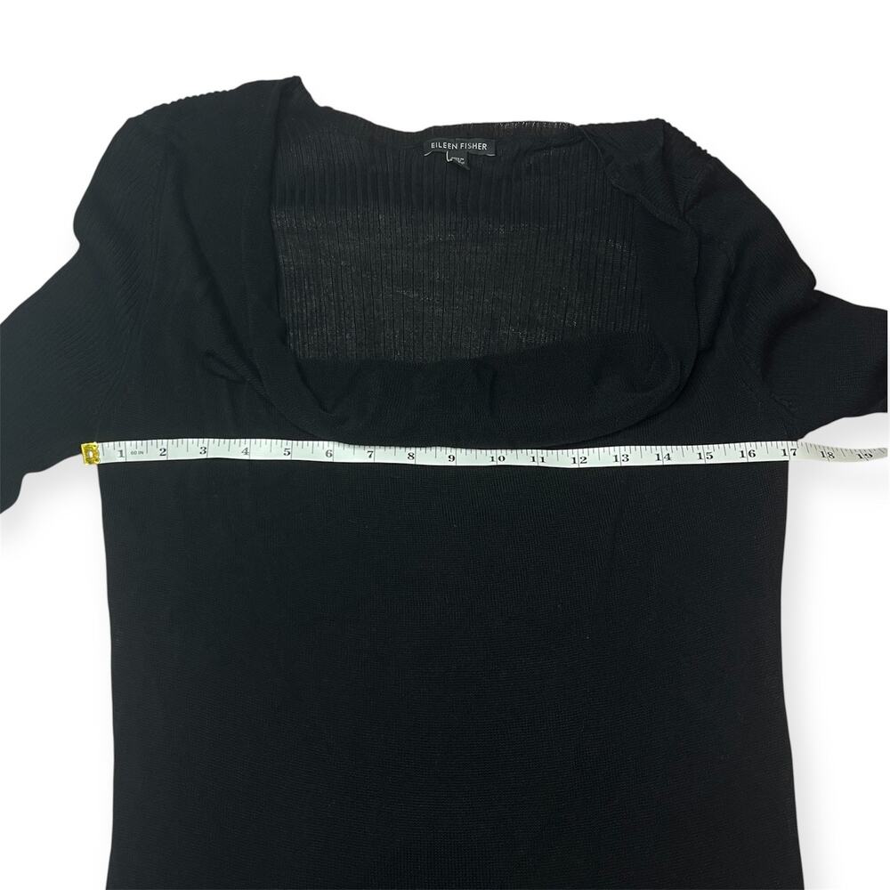 Eileen Fisher 100% Tencel Black Cowl Neck Long Sleeve Lightweight Knit Top Sz S - Picture 8 of 9